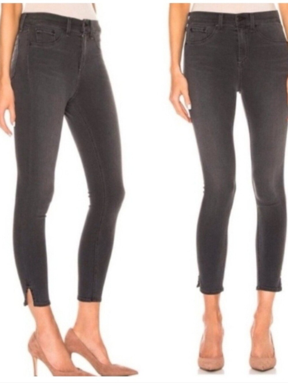 Rag & Bone Charcoal Grey 10 Inch Capri High Rise Split Hem Skinny Jeans Women 29